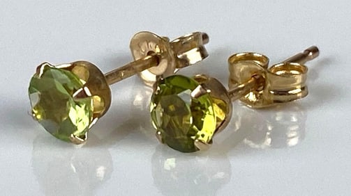 Pair of Small 10K Gold Peridot Stud Earrings