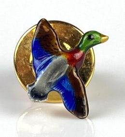 14K Gold Enameled Duck Pin