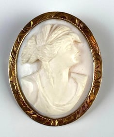 10K Gold Cameo Brooch