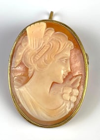 10K Gold Cameo Brooch/Necklace Pendant