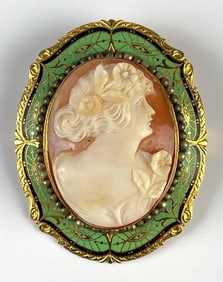 14K Gold Cameo Brooch