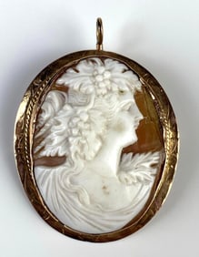 10K Gold Cameo Brooch/Necklace Pendant
