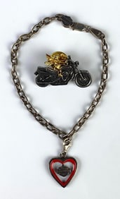 Harley-Davidson/Motorcycle Bracelet and Pin