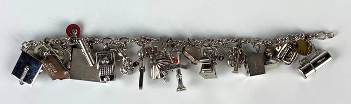 Sterling Silver Charm Bracelet with 20+ Charms