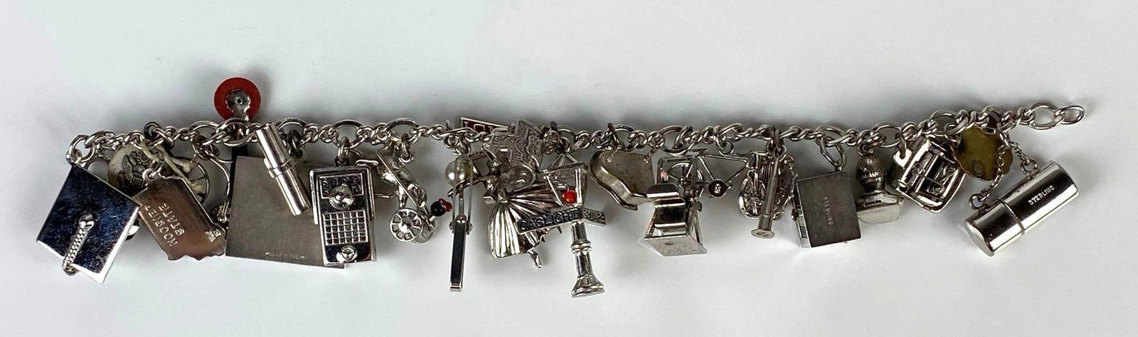 Sterling Silver Charm Bracelet with 20+ Charms (1 of 6)