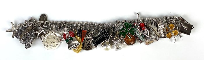 Sterling Silver Charm Bracelet with 20+ Charms