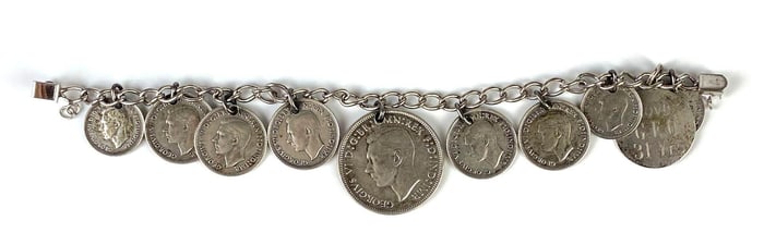 Charm Bracelet of 1940s Australian Florin Coins