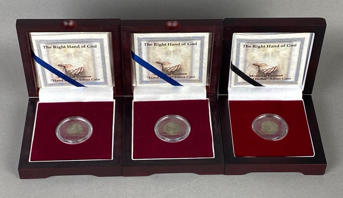 Group of 3 Medieval German Hand Heller Silver Coins (1 of 7)