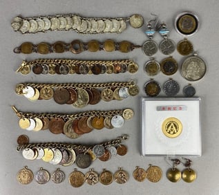 Group of Foreign Coin Jewelry and More