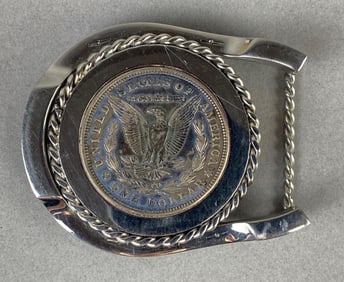 1921 US Morgan $1 Silver Dollar Horseshoe Belt Buckle