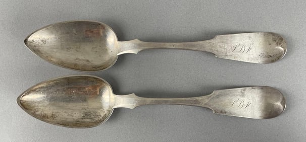 Group of 2 Antique Kitts Sterling Silver Spoons
