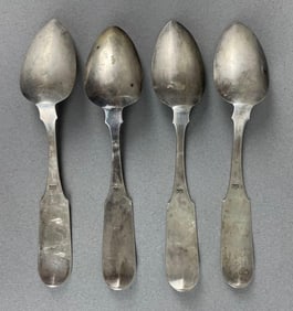 Group of 4 Antique Sterling Silver Teaspoons