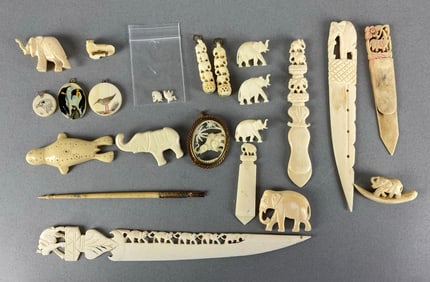 Group of Assorted Bone Pins and More