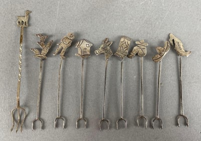 Group of Taxco Sterling Silver Cocktail Forks