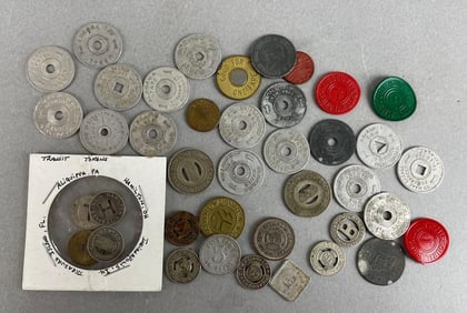 Group of Vintage State Tax and Transit Tokens