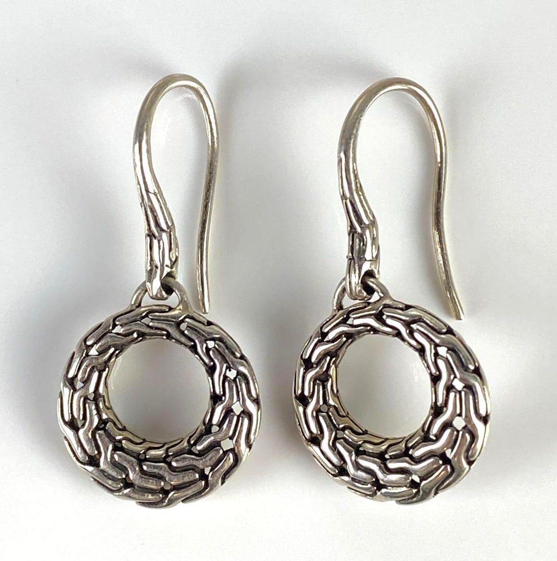 Pair of John Hardy Sterling Silver Circle Drop Earrings (1 of 3)