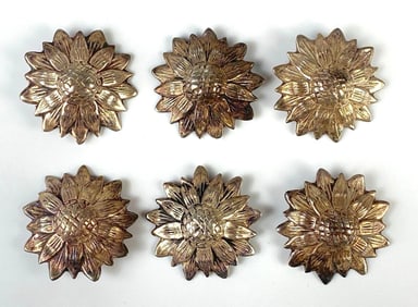 Group of 6 Sterling Silver Mum Flower Buttons