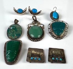 Group of Sterling Silver Turquoise Jewelry and More
