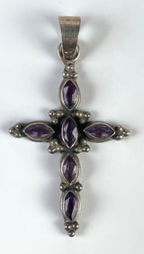 Sterling Silver Amethyst Cross Necklace Pendant