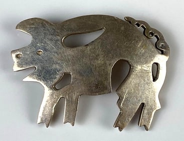 Sterling Silver Pig Brooch