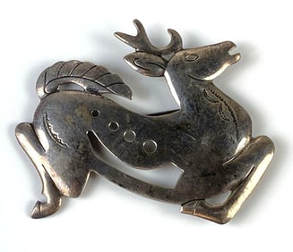 Bell Sterling Silver Running Deer Brooch