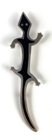 Mexico Sterling Silver Black Enamel Inlayed Lizard Brooch