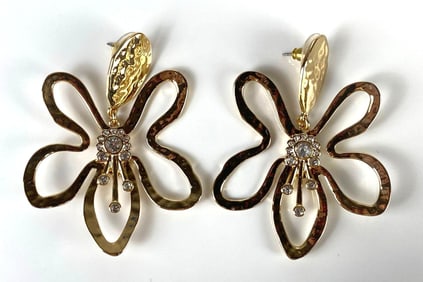 Pair of Lily Pulitzer Floral CZ Accent Drop Earrings