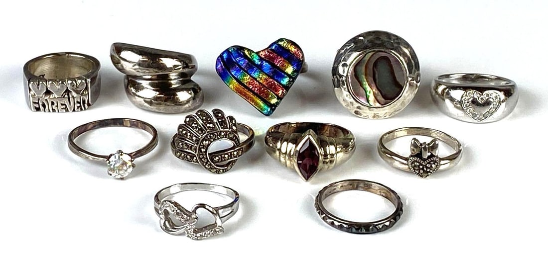 Group of 11 Sterling Silver Rings (1 of 3)