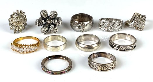 Group of 11 Sterling Silver Rings