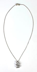 Sterling Silver Double Heart Necklace Pendant on Chain