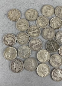 Group of 33 Mercury Silver Dimes