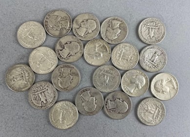 Group of 20 Washington Silver Quarters