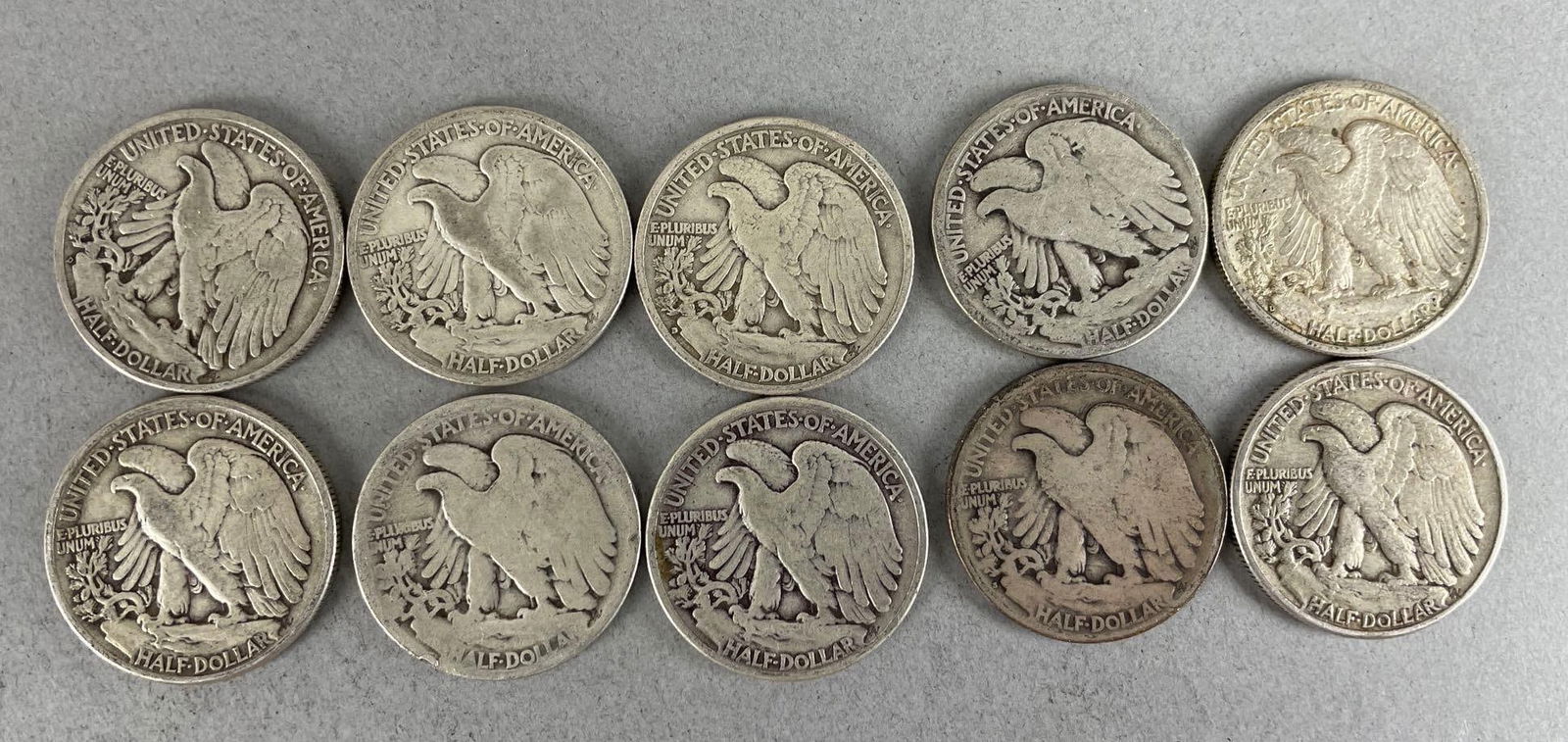 Group of 10 Walking Liberty Silver Half Dollars (1 of 2)