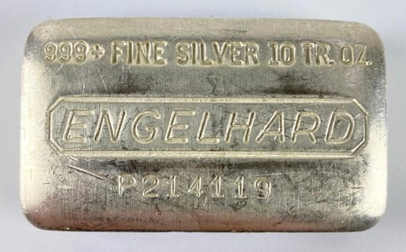 Engelhard 10 oz .999 Fine Silver Ingot/ Bar