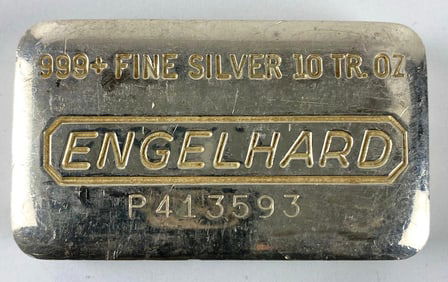 Engelhard 10 oz .999 Fine Silver Ingot/ Bar