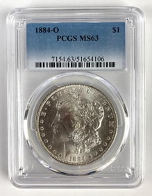 PCGS Graded 1884-O US $1 Morgan Silver Dollar MS63