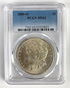 PCGS Graded 1885-O US $1 Morgan Silver Dollar MS63