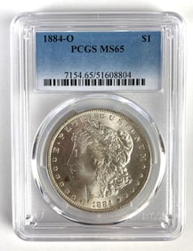 PCGS Graded 1884-O US $1 Morgan Silver Dollar MS65