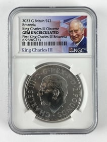 2023 King Charles III NGC Gem Uncirculated Great Britain 2 Pound Britannia 1 oz .999 Fine Silver