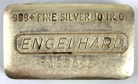 Engelhard 10 oz .999 Fine Silver Ingot/ Bar