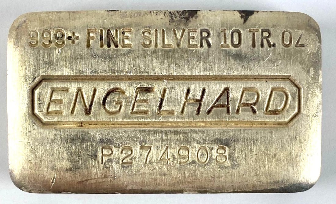 Engelhard 10 oz .999 Fine Silver Ingot/ Bar: Engelhard 10 oz .999 Fine Silver Ingot/ Bar