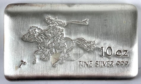 Silvertowne Pony Express 10 oz .999 Fine Silver Ingot/ Bar