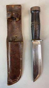 Leather Sheath with Fixed Blade Fighting Cattaraugus Knife
