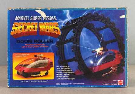 1984 Mattel Marvel Super Heroes Secret Wars Doom Roller: In original sealed box, shelf wear shown, measures 10 1/2 x 15 1/2 x 4 inches