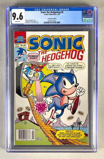 CGC Graded Archie Publications Sonic the Hedgehog No. 0: CGC 9.6, Newsstand Edition, February 1993, Modern Age, $1.25.