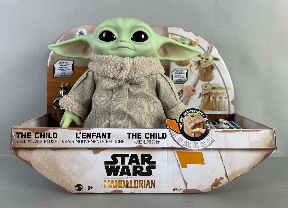 Mattel Disney Star Wars The Mandalorian The Childs Plush Toys: In working condition, in original packaging, measures 17 x 12 x 7 inches