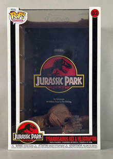 Funko Pop Jurassic Park T-Rex and Velociraptor Vinyl Figure Set: Sealed original packaging measures 17 1/4 x 11 1/4 x 5 3/4 inches