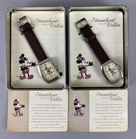 Group of 2 2004 Disney Steamboat Willie Quartz Watches