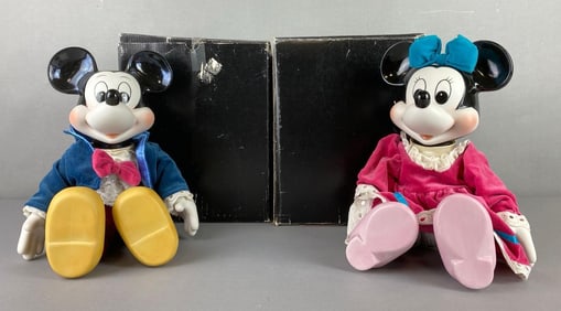 Disney Mickey and Minnie Musical Porcelain Stuffed Figures