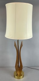 MCM Wood and Brass Table Lamp